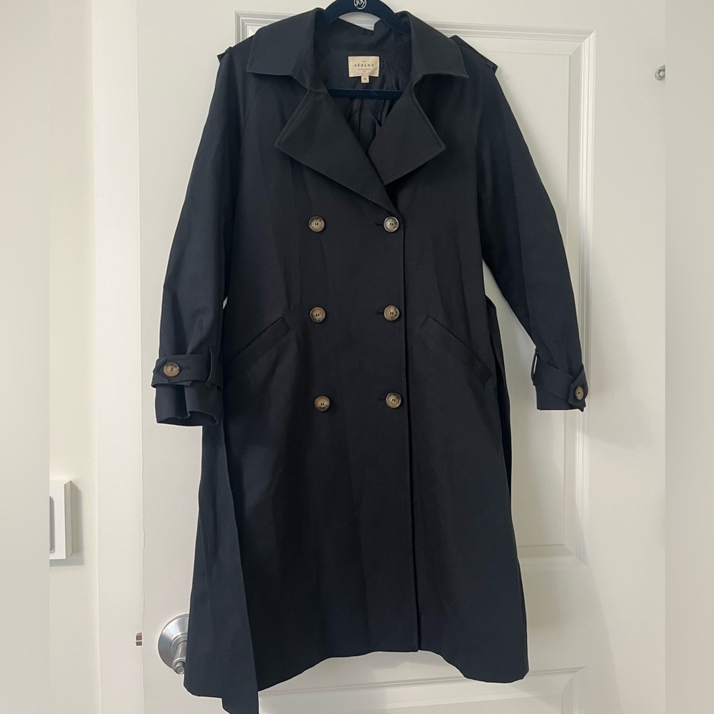 VGUC 38/US 6 Sézane Navy Scott Trench Coat